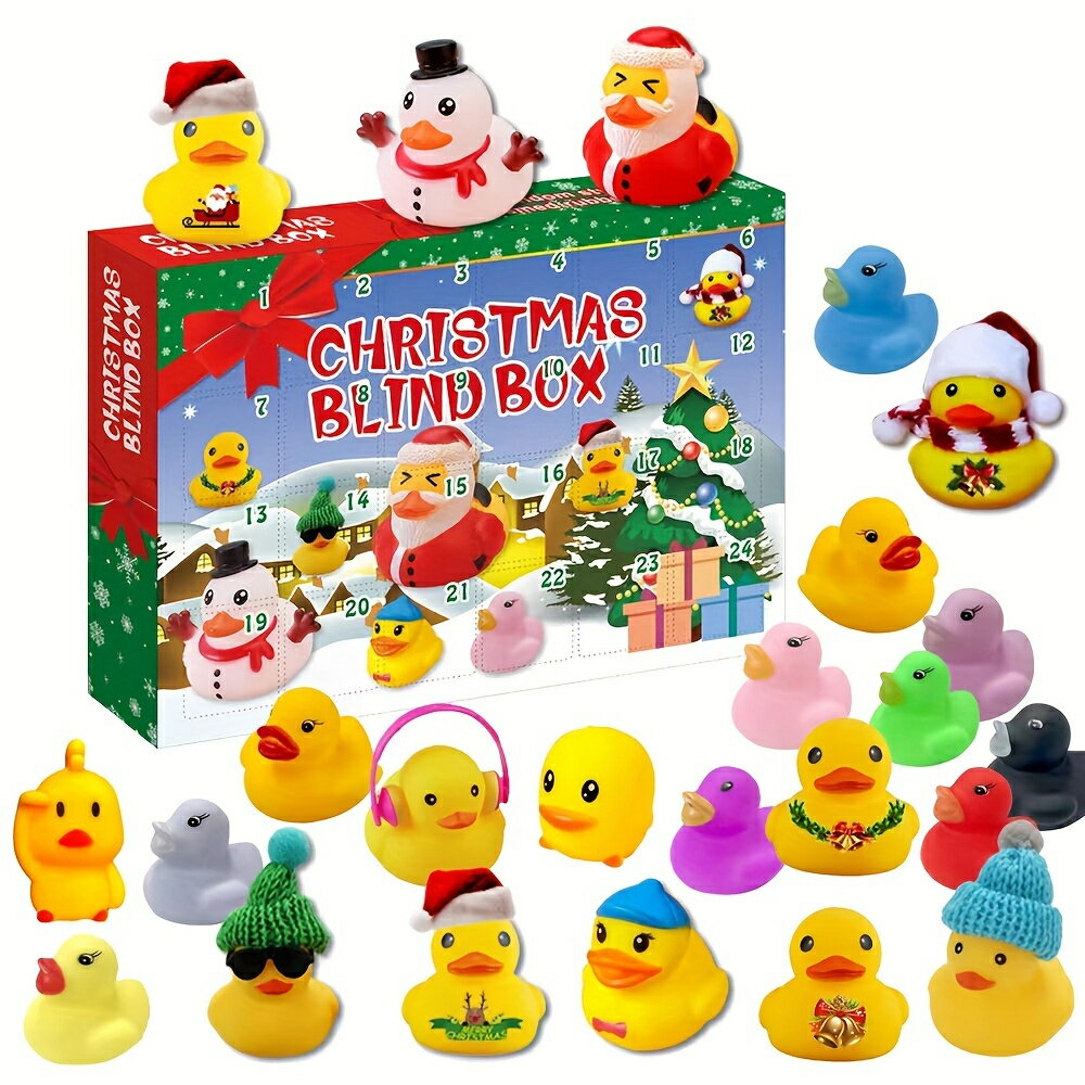 クリスマス アドベント カレンダー 動物おもちゃ ゴム製アヒル クリスマス カウントダウン クリスマス、シーンの装飾、フェスティバルの装飾、部屋の装飾、家の装飾、オフィスの装飾、テーマパーティーの装飾、クリスマス装飾【海外通販】のサムネイル