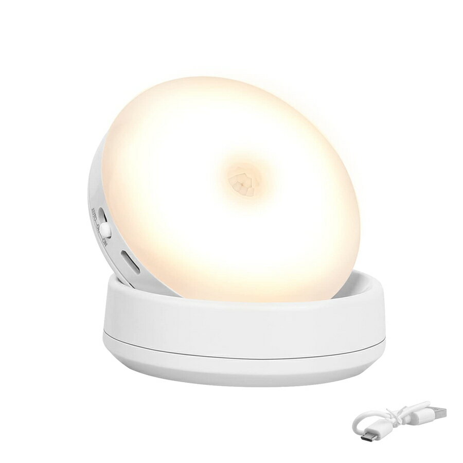 LEDセンサーライト LED電球 常夜灯 フットライト 足元灯 明暗センサー マグネットと貼り付け型 USB充電 省エネ 配線は必要ありません 自動点灯／消灯 斜め 350度回転 検知角度調節可能 led電球 省エネ 防犯ライト 昼白色 電球色 廊下/玄関/階段 【海外通販】