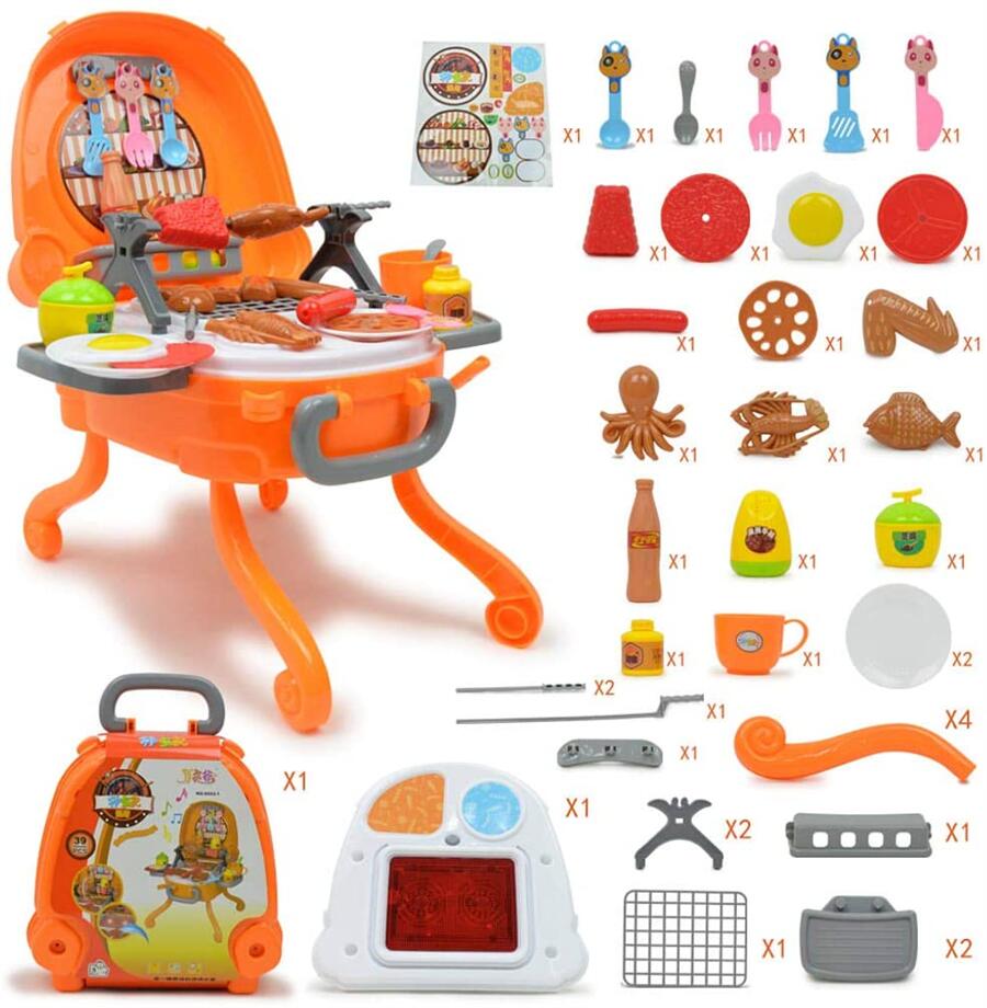 あつあつBBQセット ままごとバーベキュー 知育玩具 ミニBBQ 子供おもちゃ キッチンセット 収納ケース付き 変形可能 面白い玩具 子供の誕生日プレゼント 入園お祝い　【海外通販】 3