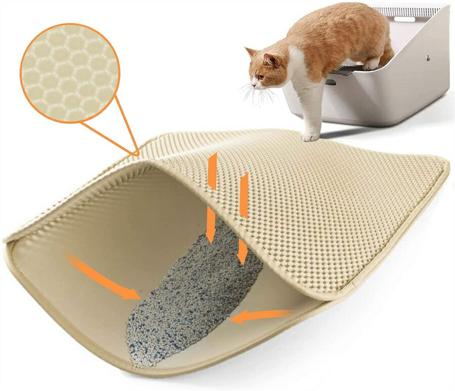 猫砂 マット 砂取りマット 猫 大サイズ 46*65cm トイレマット 猫砂飛散防止 猫トイレ用品 ペット 二重構造 滑り止めマット 清潔簡単 猫のトイレ用品 飛び散り防止マット 爪研ぎ 室内をキレイに 【海外通販】