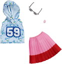【本日ポイント2倍】バービー ファッションパック フード付き 水色 タンクトップ ピンク スカート 花柄 (Barbie Fashions / MATTEL/FXJ10 /服 アクセサリー バービー人形)
