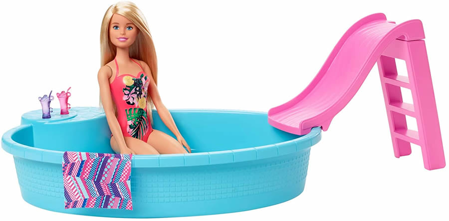 【本日ポイント2倍】バービー スイミングプール ドール すべり台つきプール プレイセット (Barbie Doll, 11.5-Inch Blonde, and Pool Playset with Slide and Accessories/ GHK23 MATTEL / バービー人形 ハウス プール アクセサリー 家具)