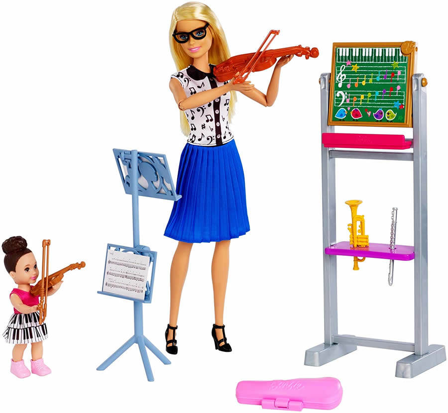 【本日ポイント2倍】【訳あり】バービー 音楽の先生 ドール&プレイセット (Barbie Music Teacher Doll & Playset /FXP18/MATTEL社/人形 ハウス 家具 ヴァイオリン 楽器 腕の関節可動)