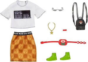 ݥ2ܡۥСӡ եå󥢥꡼ѥå ѡޥꥪ ۥ磻T (Barbie Storytelling Fashion Pack of Doll Clothes Inspired by Super Mario: Graphic Tee, Patterned Skirt MATTEL GJG45  Ф  )