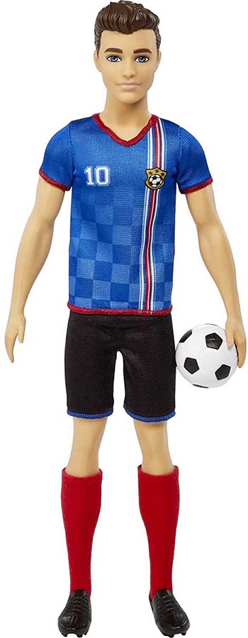 バービー サッカードール ケン (Ken Soccer Doll, Cropped Hair, Colorful #10 Uniform MATTEL HCN15人形 紺 黒 赤)