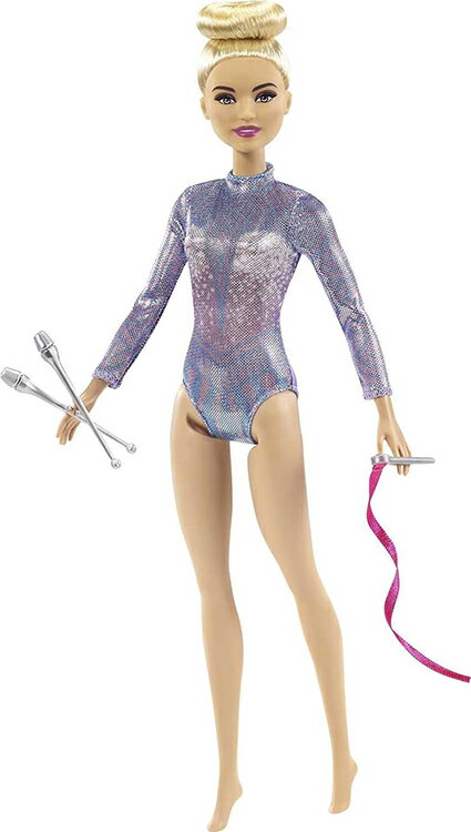 y{|Cg2{zo[r[l` V̑h[ Nu&{ uh (Barbie Rhythmic Gymnast Blonde Doll (12-in) with Colorful Metallic Leotard, 2 Clubs & Ribbone/ MATTEL/GTN65]