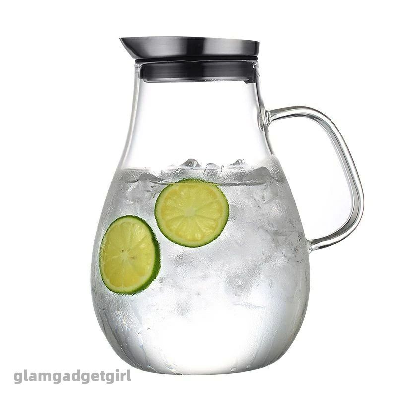 直火対応 1500ml ガラスピッチャー ステンレス茶こし一体型蓋 ガラスケトル 耐熱ガ...