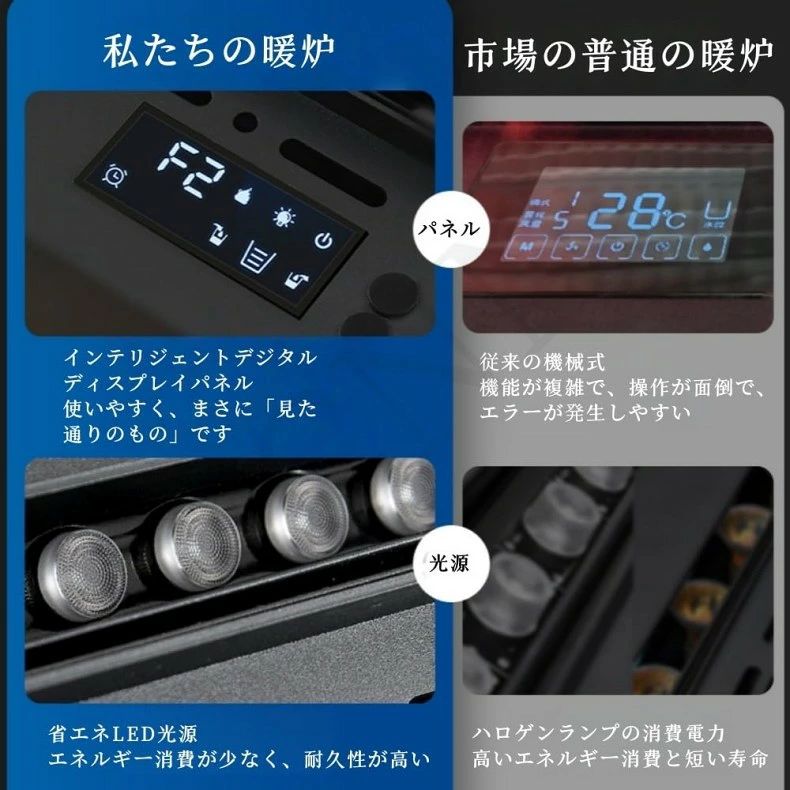卓上水蒸気暖炉 3D霧化 電気暖炉 ステンレス 内蔵 LCD表示 リモコン 800mm インテ...