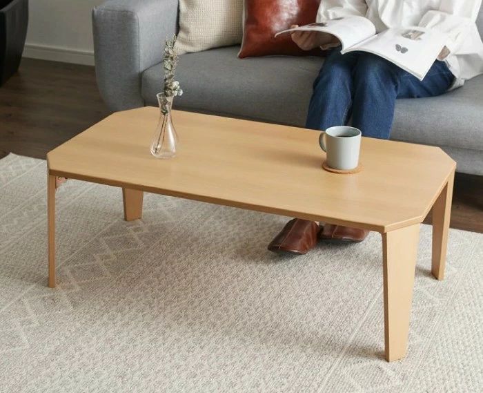 kingwaの折りたたみセンターテーブル 75×50cm 3色 木目 ローテーブル リビングテーブル 折畳み 省スペース｜アングル3