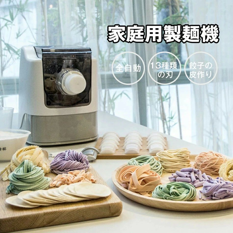 家庭用電動製麺機 13種類の刃 全自動 餃子の皮 麺作り 水洗い可能 大容量