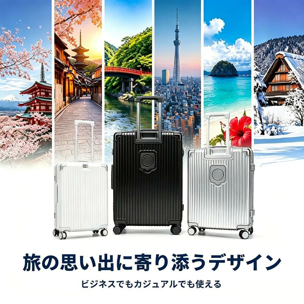 kingwaのスーツケース キャリーケース キャリーバッグ 機内持ち込み S M Lサイズ 軽量 大容量 静音 USB Type C充電可能 国内旅行 海外旅行 ビジネス 出張 3泊 5泊 7泊 TSAロック 30日返品返金｜アングル2