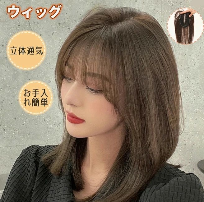 【商品説明】 人毛女性用部分ウィッグ メッシュサイズ：9*14cm 13*14cm 長さ：頭頂部から前髪の長さ12CM 　　　頭頂部から毛先の長さ25CM タイプ：前髪あり、前髪なし ボリュームアップ、薄毛、増毛、白髪隠しに最適！ 人毛100%を使用、総手植えで、自然なつやがあり、見た目は本当に自然です。 ドライヤー、アイロン、コテ、シャンプーもOK。 肌色の人工頭皮が近くで見られても上から覗かれても気づかれないほど自然です。 自然で柔らかな風合い、通気性がよい、発汗、蒸し暑くないなどの利点があります。暑い天気でも使用できます。