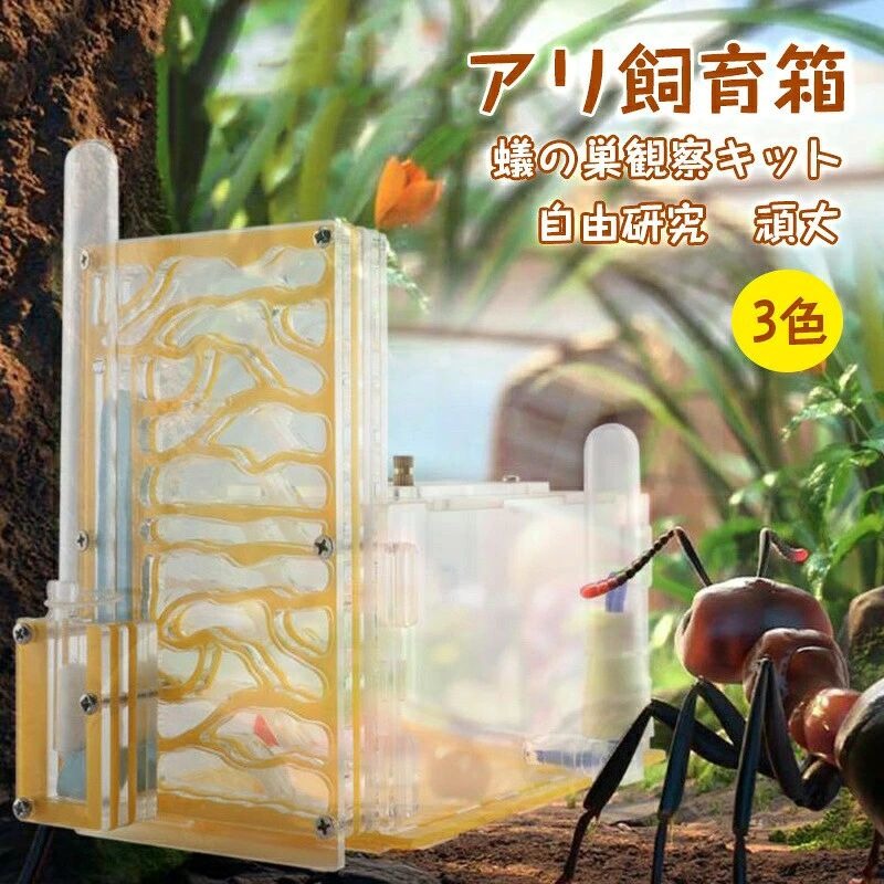 【上質な素材採用】本アリ飼育ケージは高品質アクリル製で、頑丈で摩耗に強いです。耐久性に優れ、組み立てが簡単で、安心の長期間の使用が可能です。【観察に便利】 アリの巣は透明に設計されており、アリをはっきりと観察し、餌を与えることができます。トンネルや家をの建設ようなアリの日常生活を観察することができます。【製品特徴】このアリの巣箱は3D設計を採用し、アリに十分な活動スペースを提供します。これにより、アリ飼育の体験をより楽しく豊かなものにすることができます。【知育玩具】このアリの巣は子供向けの最高の教育用玩具です。科学への興味を育て、アリの行動を理解したり、生物の知識を学んだりするのに役立ち、子どもの知的発達にも役立ちます。【コンパクトで持ち運びに】本アリ飼育ケージのサイズは、18.5cm x 10cm x 17cm です。コンパクトで軽量な設計のため、お好きな場所へ簡単に移動・持ち運びができます。