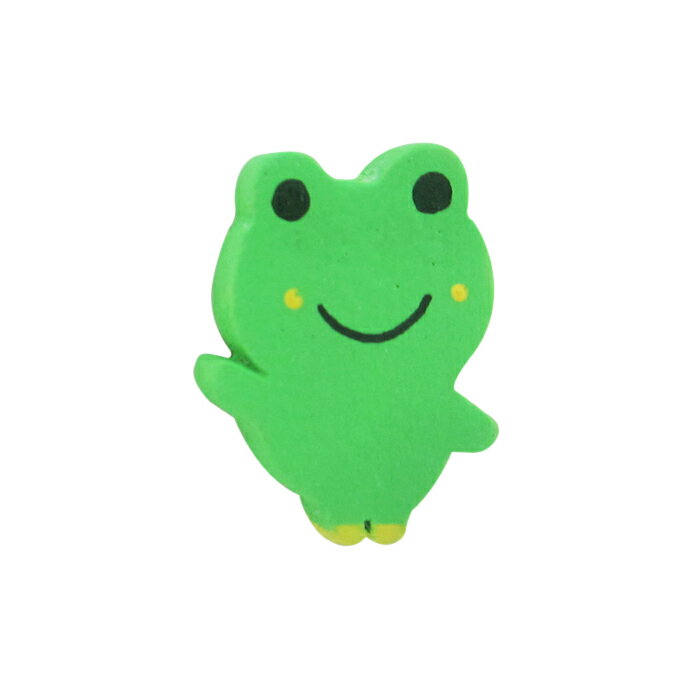 木製 ネームストラップ用アクセサリー【ソフトカエル】ネームホルダー お名前キーホルダー 工作 パーツ 手作り オーナメント 飾りつけ 装飾 手描き 穴あり