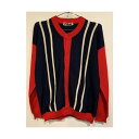 【中古】 FILA カーディガン ニット セーター 丸首 ストライプ ウール 90’s vintage 古着
