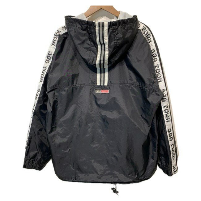 【中古】　DOG TOWN　ナイロンジャンパー　アウター　フルジップ　フード　袖ライン　オーバーサイズ　ストリート　古着