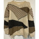 【中古】 セーター ニット クルーネック 切り替え アンティーク 古着