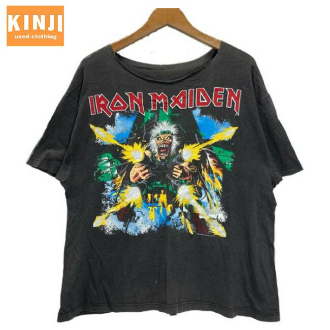 IRON MAIDEN　バンT　Tシャツ　90’s vintage　半袖　カットソー　トップス　クルーネック　コットン　プリント　オーバーサイズ　ビックサイズ　大きめ　1990年製　ロック　バンド　古着