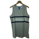 【中古】 adidas タンクトップ トップス クルーネック プリント ブランドロゴ トレフォイル スポーツ 古着