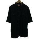 【中古】 Wrangler プレーンシャツ 半袖 トップス レギュラーカラー 胸ポケット 無地 オーバーサイズ アメカジ 古着(4)