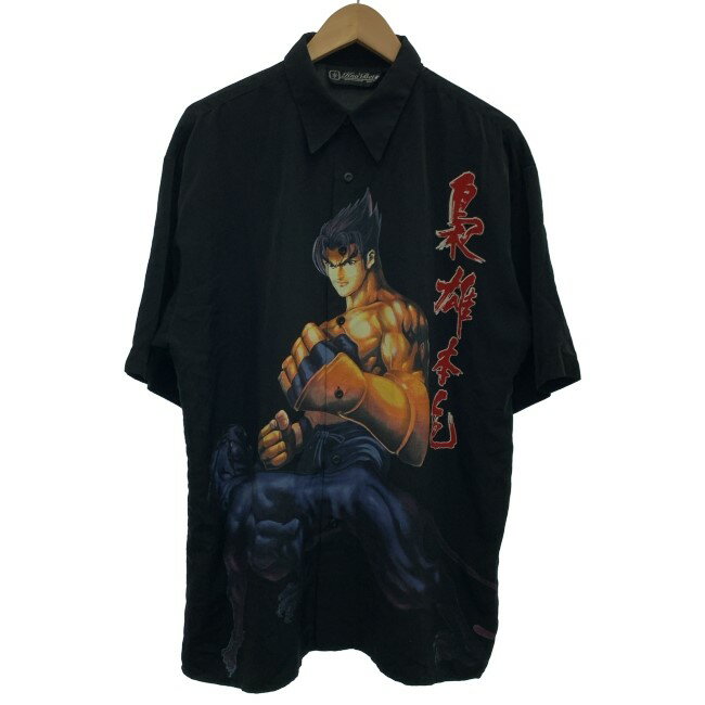 【中古】　Kno' Betta　柄シャツ　半袖　トップス　レギュラーカラー　鉄拳　キャラクター　古着