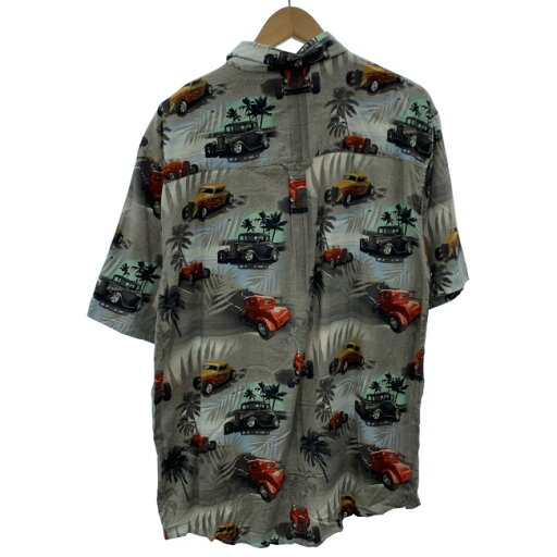 【中古】 CLEARWATER Outfitters アロハシャツ 半袖 トップス ボタンダウン 胸ポケット 総柄 車 オーバーサイズ 古着