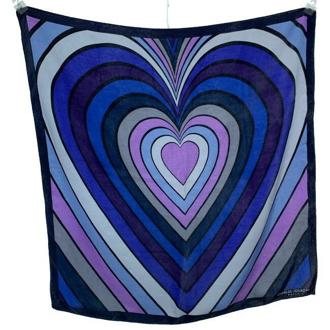 【中古】　CHARLES JOURDAN　スカーフ　ハート柄　服飾　グッズ　古着