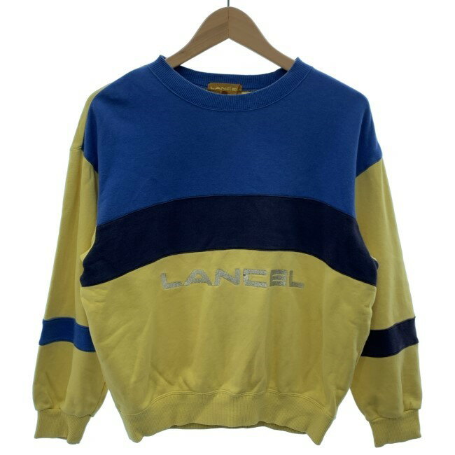 【中古】　LANCEL　スウェット　長袖　トレーナー　トップス　クルーネック　裏毛　ブランドロゴ　刺しゅう　古着