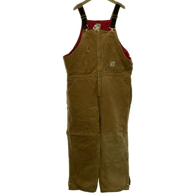 【中古】　Carhartt　オーバーオール　ボトムス　ジップフライ　ダック地　無地　ワンポイント　USA製　アメカジ　古着