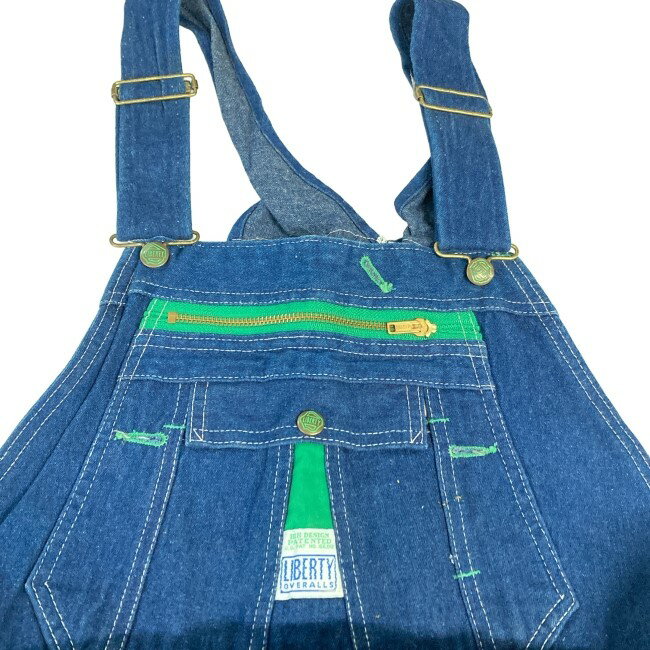 【中古】　LIBERTY　オーバーオール　ボトムス　ボタンフライ　デニム　ワンポイント　古着