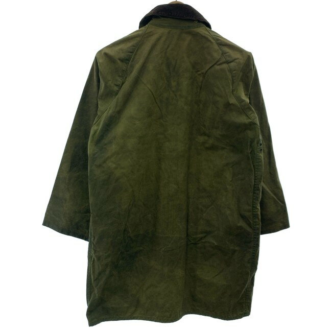 【中古】　Barbour　オイルドジャケット　ハンティングジャケット　襟コーデュロイ　無地　フロントポケット　イングランド製　古着