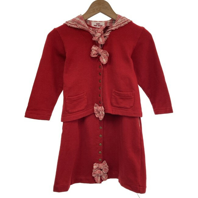 【中古】 BABY PINK HOUSE ワンピース 長袖 レイヤード セパレート 2Way 日本製 キッズ 古着