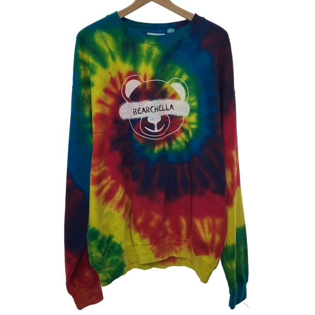 【中古】　colortone　スウェット　長袖　トレーナー　トップス　クルーネック　裏起毛　タイダイ　プリント　古着(4)