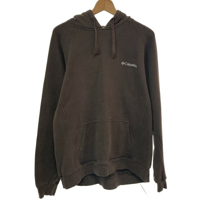 【中古】　Columbia　パーカー　プルオーバー　トップス　裏起毛　無地　ワンポイント　刺しゅう　アウトドア　古着