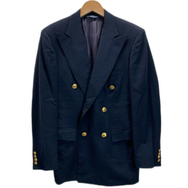 POLO by RALPH LAUREN テーラードジャケット 90's vintage オールドタグ ウールジャケット アウター 無地 ダブルボタン 肩パット スペイン製 古着