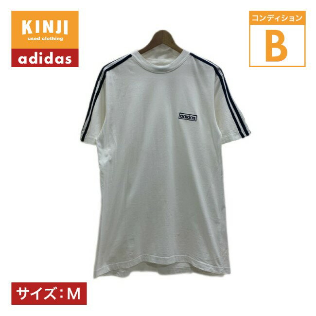 【中古】 adidas Tシャツ 半袖 カットソー トップス クルーネック 袖ライン ワンポイント ブランドロゴ 刺しゅう バイカラー スポーツ 古着