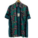 HAWAIIAN COMPANY アロハシャツ 半袖 シャツ トップス レギュラーカラー 胸ポケット 総柄 ハイビスカス ヤシの葉 古着(4)
