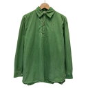 【中古】 ユーロワークシャツ 長袖 シャツ トップス ハーフボタン ポロシャツ 無地 スウェーデン軍 ミリタリー 古着
