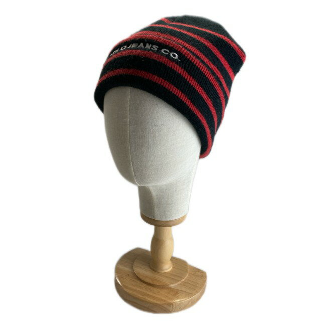 【中古】　POLO JEANS RALPH LAUREN　ニット帽　ビーニー　帽子　ボーダー　ワンポイント　ブランドロゴ　刺しゅう　グッズ　古着
