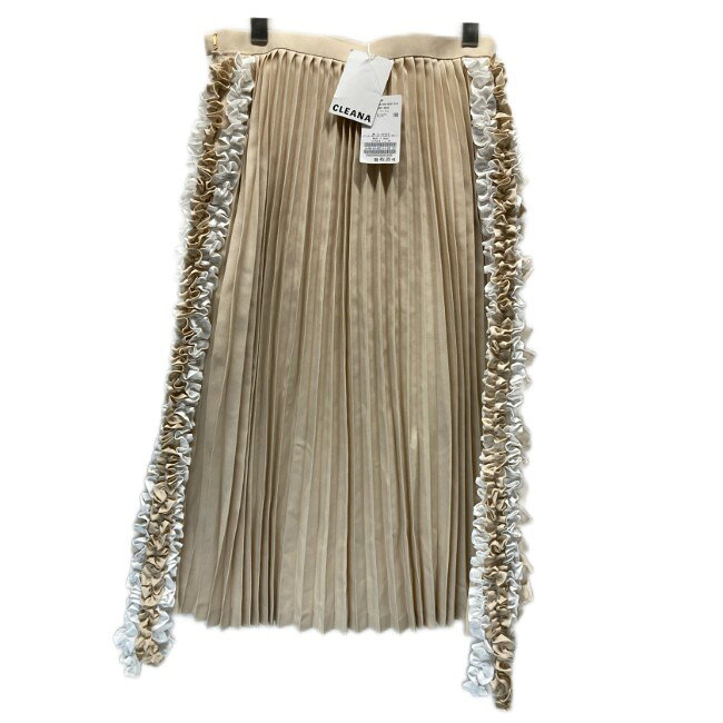 【中古】　CLENA　スカート　ミモレ丈　Aライン　ドレス　フリル　プリーツ　日本製　古着