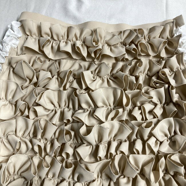 【中古】　CLENA　スカート　ミモレ丈　Aライン　ドレス　フリル　プリーツ　日本製　古着