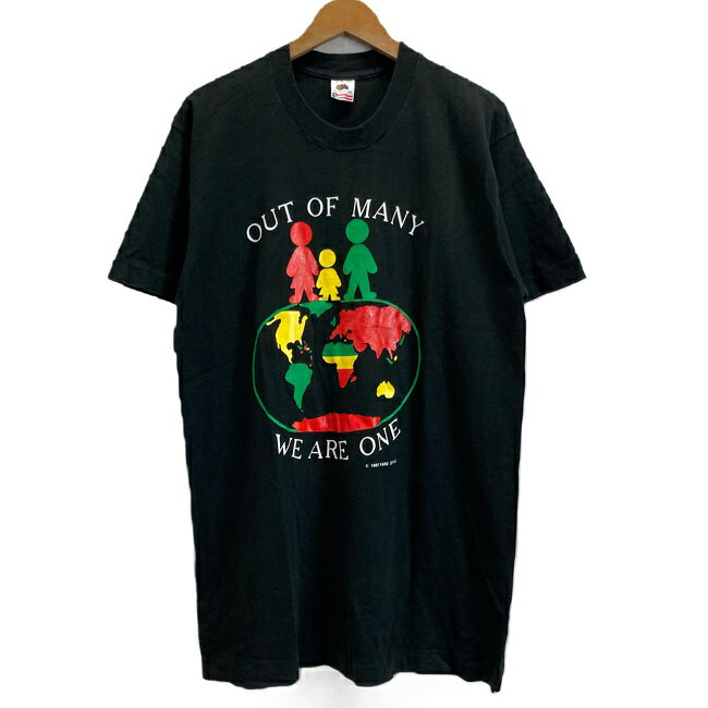 FRUIT OF THE LOOM　Tシャツ　90’s vintage　半袖　コットン　プリント　(C)1989 YARD STAR　OUT OF MANY　オーバーサイズ　ビックサイズ　USA製　古着