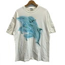 【中古】 Hanes BEEFY-T Tシャツ 90’s vintage 半袖 カットソー クルーネック プリント イルカ ドルフィン USA製 オーバーサイズ ビックサイズ 大きめ 古着