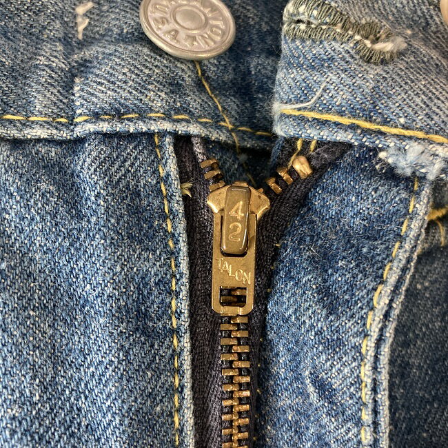 50％OFFクーポン対象【中古】　CANTON　デニムパンツ　60's vintage　国産レトロ　Gパン　ジーンズ　ボトムス　無地　コットン　TALON42ジップ　Lot,7006　INDIGO DENIM　古着