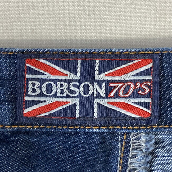 BOBSON 70’s　スカート　ロング丈　デニム　コットン　前面スリット　バイカラー　切替　ボタンフライ　古着