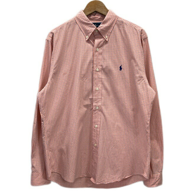 RALPH LAUREN チェックシャツ 長袖 シャツ トップス コットン ボタンダウン グラフチェック ワンポイント ブランドロゴ 刺しゅう スモールポニー 古着