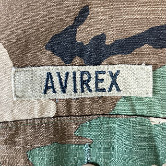 【中古】　AVIREX PX　ミリタリージャケット　アウター　フルボタン　コットン　迷彩　カモフラ　ブランドロゴ　刺しゅう　アメカジ　古着