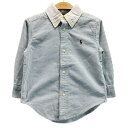 (MORE SALEクーポン対象)【中古】 RALPH LAUREN ストライプシャツ 長袖 シャツ コットン ボタンダウン ワンポイント ブランドロゴ スモールポニー 刺しゅう キッズ 古着