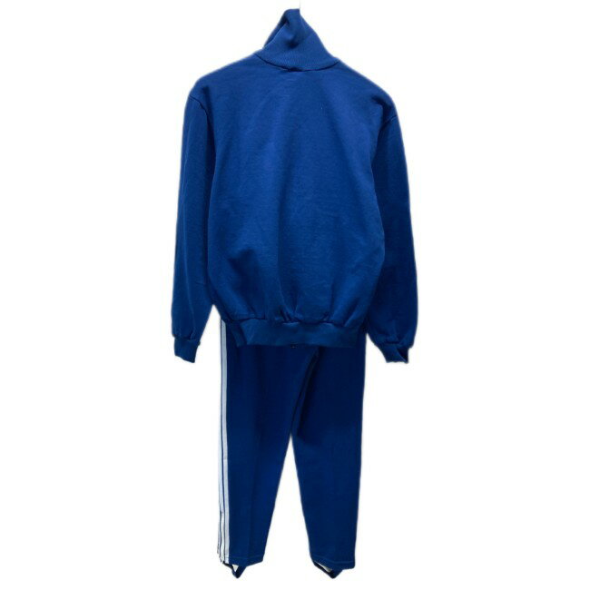 【中古】　adidas　セットアップ　70's vintage　ジャージ　トラックジャケット　無地　トラックライン　ワンポイント　ブランドロゴ　トレフォイル　刺しゅう　デサント製　日本製　スポーツ　古着