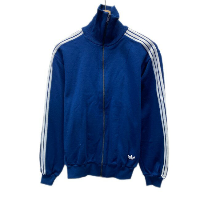 【中古】　adidas　セットアップ　70's vintage　ジャージ　トラックジャケット　無地　トラックライン　ワンポイント　ブランドロゴ　トレフォイル　刺しゅう　デサント製　日本製　スポーツ　古着